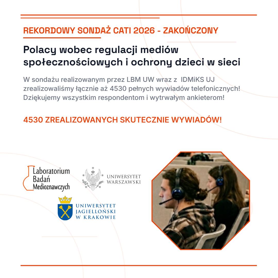 Rekordowe zakończenie sondażu UW i UJ!